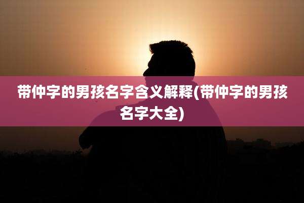带仲字的男孩名字含义解释(带仲字的男孩名字大全)