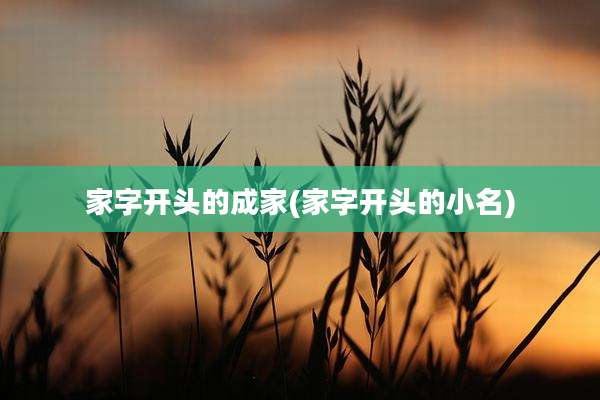 家字开头的成家(家字开头的小名)