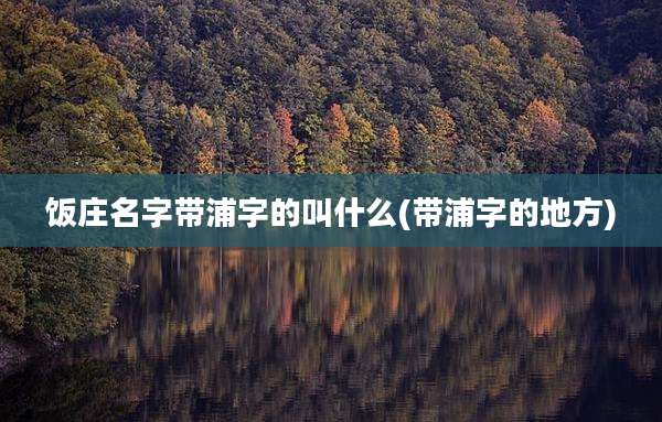 饭庄名字带浦字的叫什么(带浦字的地方)