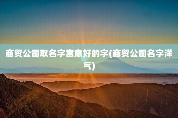 商贸公司取名字寓意好的字(商贸公司名字洋气)