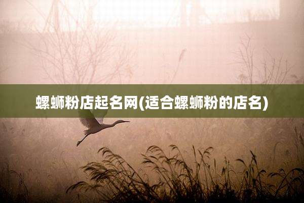 螺蛳粉店起名网(适合螺蛳粉的店名)