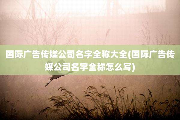 国际广告传媒公司名字全称大全(国际广告传媒公司名字全称怎么写)