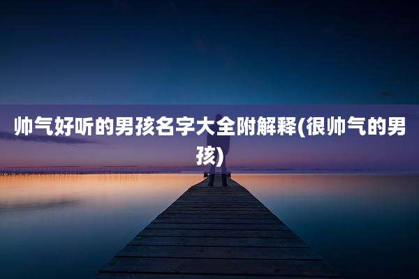 帅气好听的男孩名字大全附解释(很帅气的男孩)