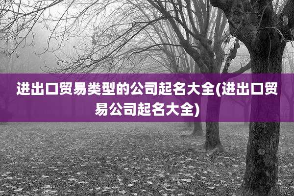 进出口贸易类型的公司起名大全(进出口贸易公司起名大全)