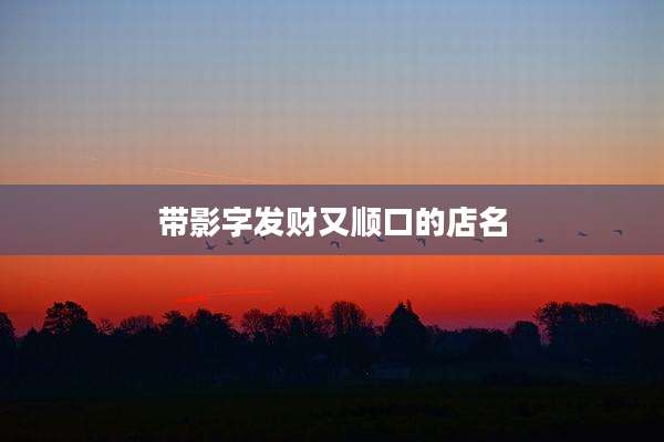 带影字发财又顺口的店名
