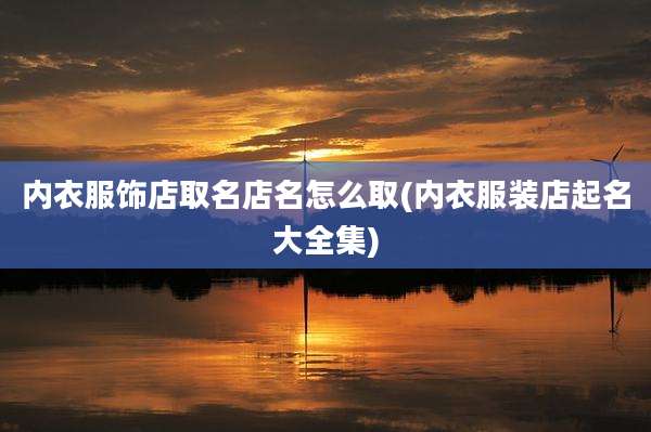内衣服饰店取名店名怎么取(内衣服装店起名大全集)