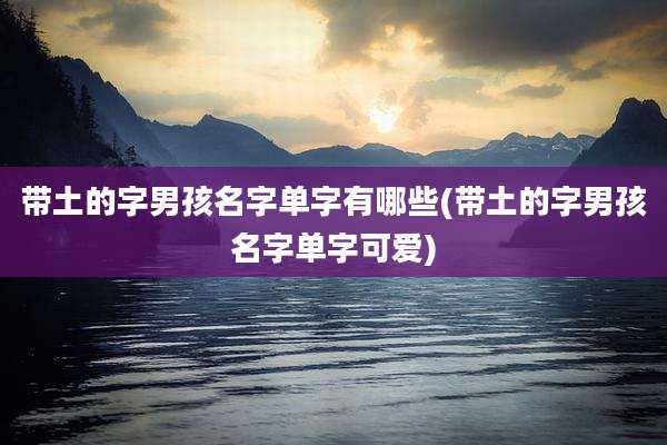 带土的字男孩名字单字有哪些(带土的字男孩名字单字可爱)