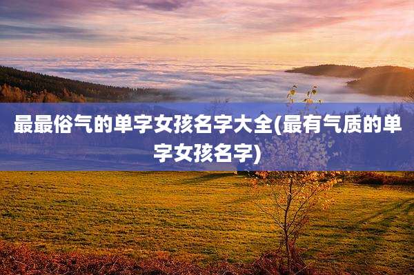 最最俗气的单字女孩名字大全(最有气质的单字女孩名字)