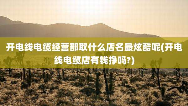 开电线电缆经营部取什么店名最炫酷呢(开电线电缆店有钱挣吗?)