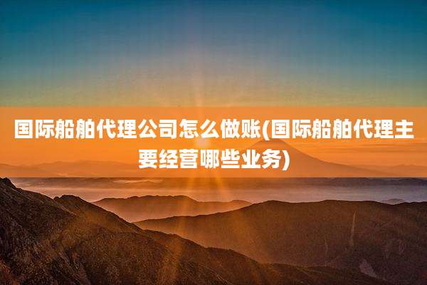 国际船舶代理公司怎么做账(国际船舶代理主要经营哪些业务)