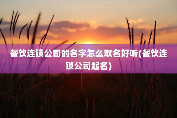 餐饮连锁公司的名字怎么取名好听(餐饮连锁公司起名)
