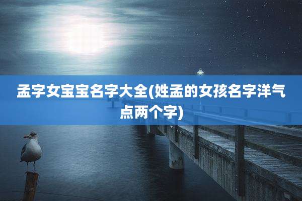 孟字女宝宝名字大全(姓孟的女孩名字洋气点两个字)