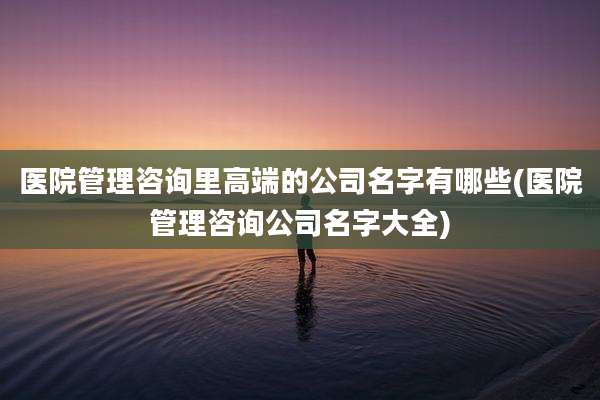 医院管理咨询里高端的公司名字有哪些(医院管理咨询公司名字大全)