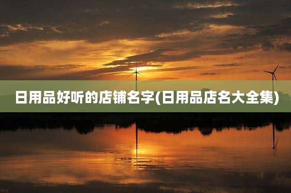 日用品好听的店铺名字(日用品店名大全集)