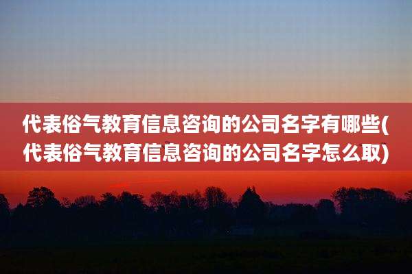 代表俗气教育信息咨询的公司名字有哪些(代表俗气教育信息咨询的公司名字怎么取)