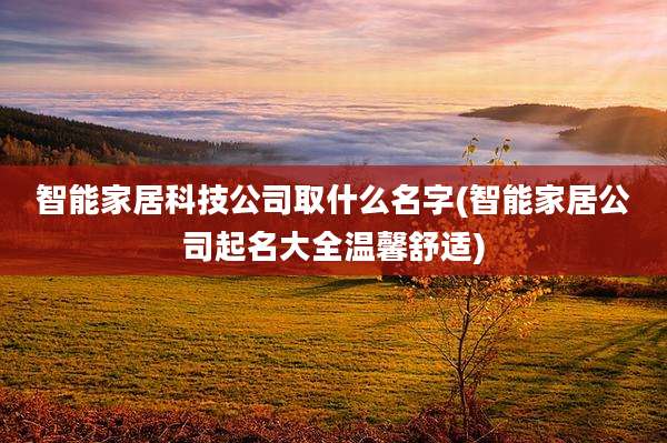 智能家居科技公司取什么名字(智能家居公司起名大全温馨舒适)