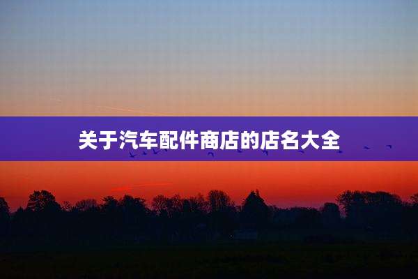 关于汽车配件商店的店名大全