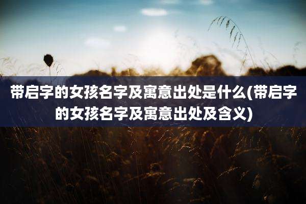 带启字的女孩名字及寓意出处是什么(带启字的女孩名字及寓意出处及含义)