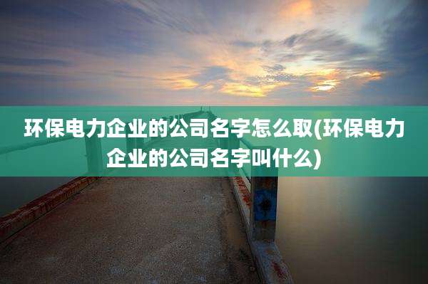 环保电力企业的公司名字怎么取(环保电力企业的公司名字叫什么)