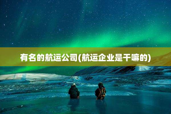 有名的航运公司(航运企业是干嘛的)