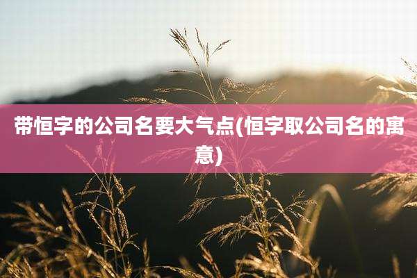带恒字的公司名要大气点(恒字取公司名的寓意)