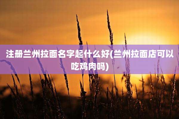 注册兰州拉面名字起什么好(兰州拉面店可以吃鸡肉吗)