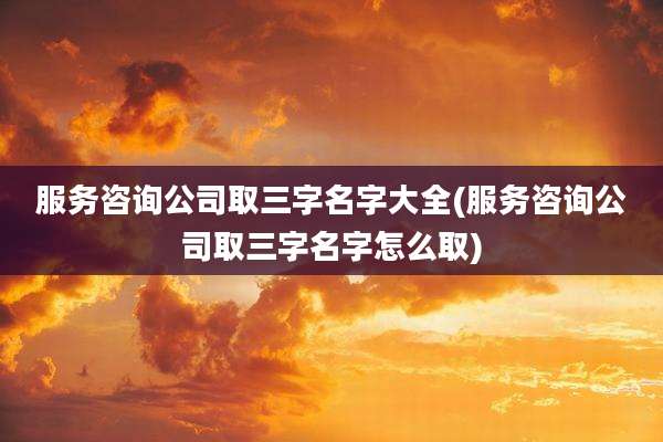 服务咨询公司取三字名字大全(服务咨询公司取三字名字怎么取)