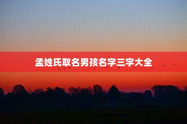 孟姓氏取名男孩名字三字大全