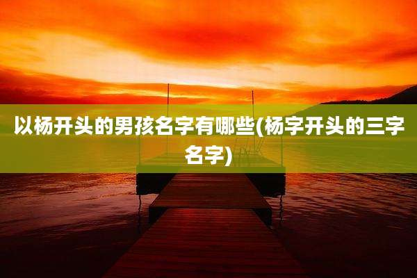 以杨开头的男孩名字有哪些(杨字开头的三字名字)