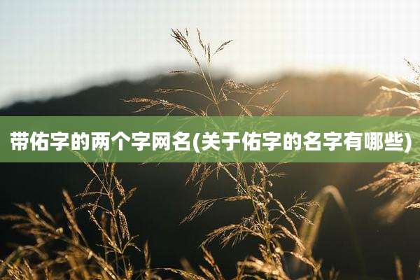 带佑字的两个字网名(关于佑字的名字有哪些)