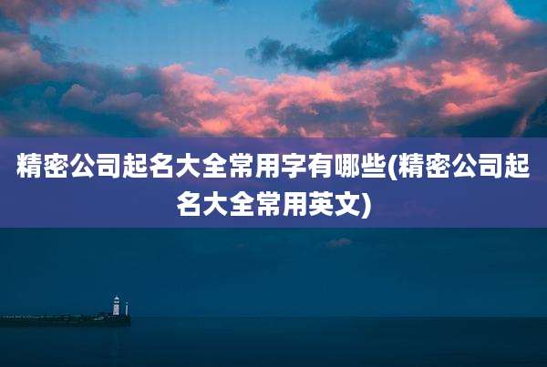 精密公司起名大全常用字有哪些(精密公司起名大全常用英文)