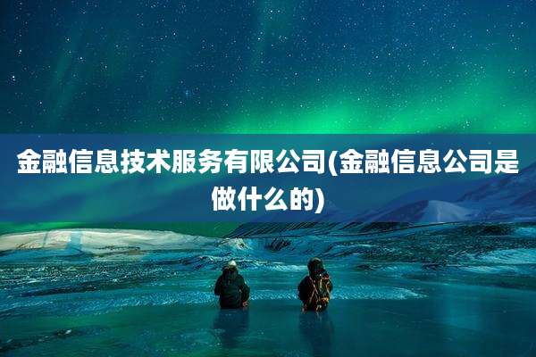 金融信息技术服务有限公司(金融信息公司是做什么的)