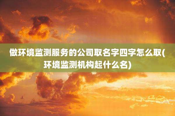 做环境监测服务的公司取名字四字怎么取(环境监测机构起什么名)