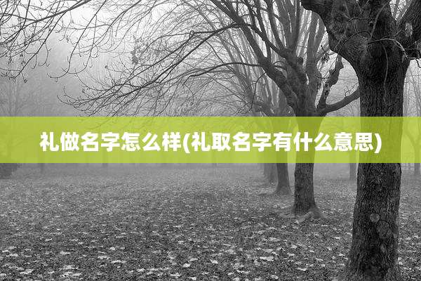 礼做名字怎么样(礼取名字有什么意思)