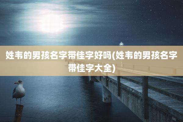 姓韦的男孩名字带佳字好吗(姓韦的男孩名字带佳字大全)
