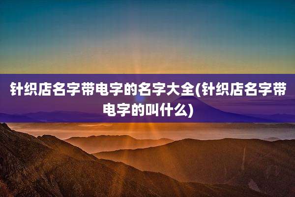 针织店名字带电字的名字大全(针织店名字带电字的叫什么)