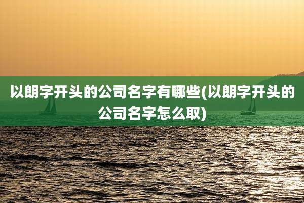 以朗字开头的公司名字有哪些(以朗字开头的公司名字怎么取)