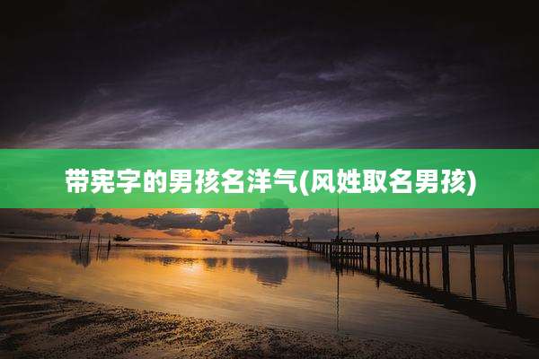 带宪字的男孩名洋气(风姓取名男孩)