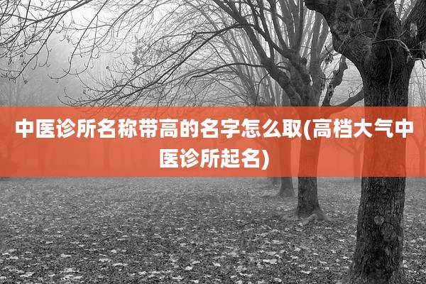 中医诊所名称带高的名字怎么取(高档大气中医诊所起名)
