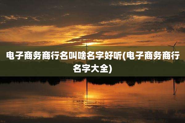 电子商务商行名叫啥名字好听(电子商务商行名字大全)