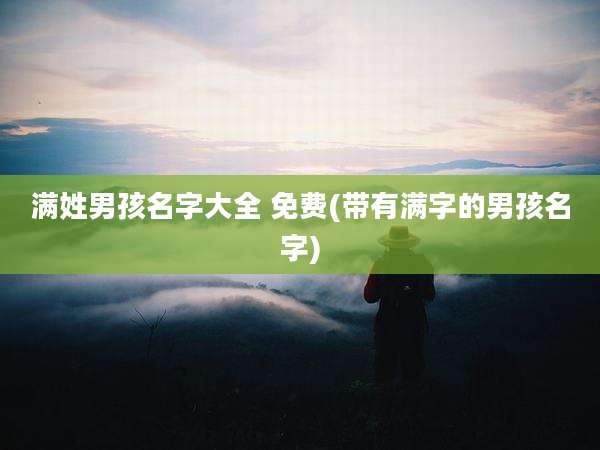 满姓男孩名字大全 免费(带有满字的男孩名字)
