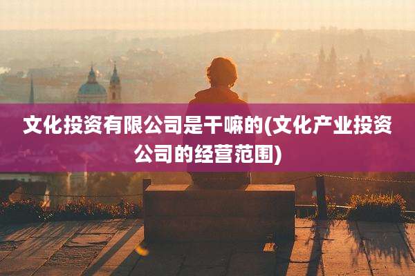 文化投资有限公司是干嘛的(文化产业投资公司的经营范围)