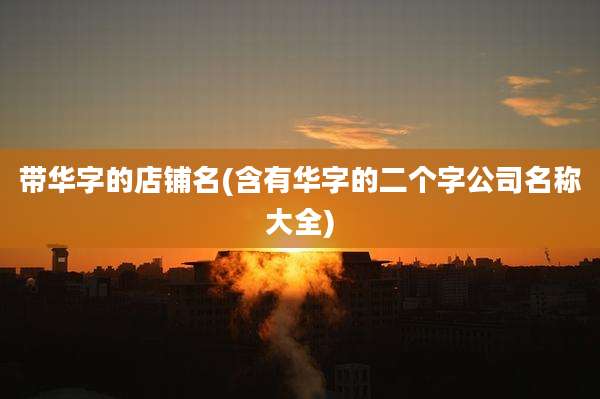 带华字的店铺名(含有华字的二个字公司名称大全)