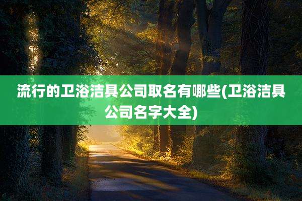 流行的卫浴洁具公司取名有哪些(卫浴洁具公司名字大全)
