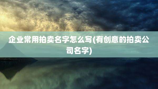 企业常用拍卖名字怎么写(有创意的拍卖公司名字)