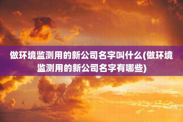 做环境监测用的新公司名字叫什么(做环境监测用的新公司名字有哪些)