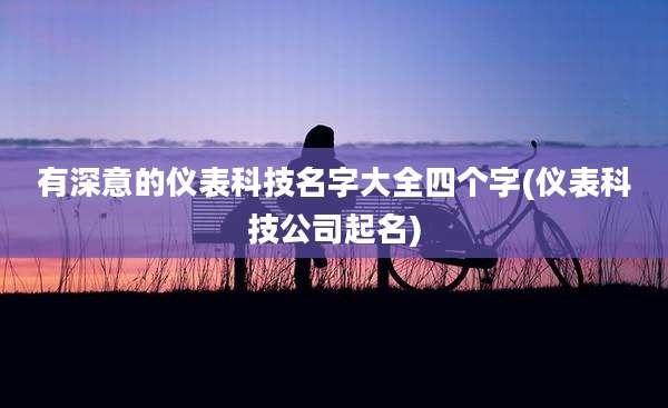 有深意的仪表科技名字大全四个字(仪表科技公司起名)