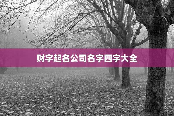财字起名公司名字四字大全