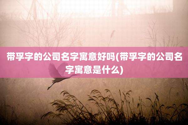 带孚字的公司名字寓意好吗(带孚字的公司名字寓意是什么)