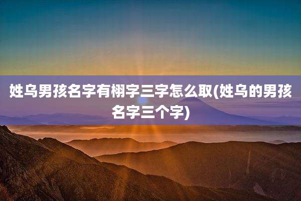 姓乌男孩名字有栩字三字怎么取(姓乌的男孩名字三个字)